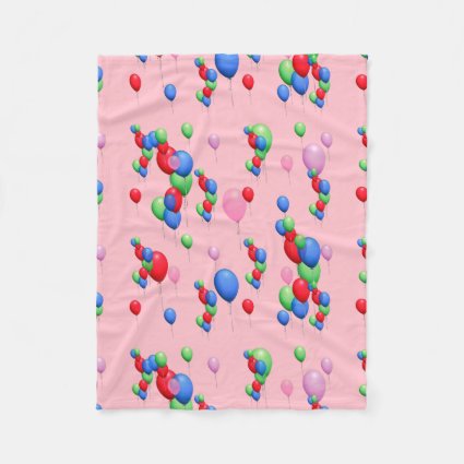 Pretty Balloons on Pink Fleece Blanket