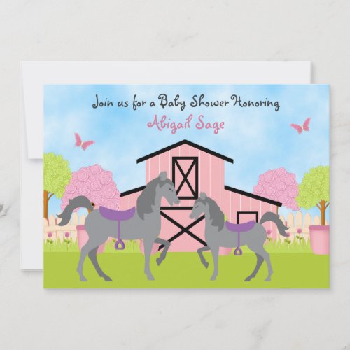 Pretty Barn Horse Baby Shower Invitations