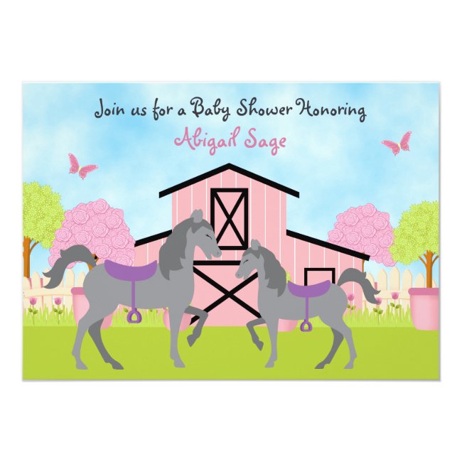 Pretty Barn Horse Baby Shower Invitations