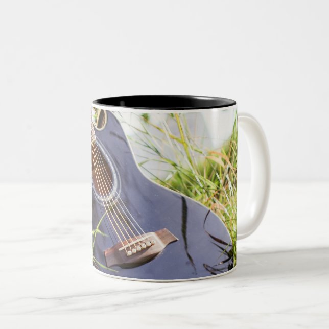 Pretty Bass Guitar Two-Tone Coffee Mug (Front Right)