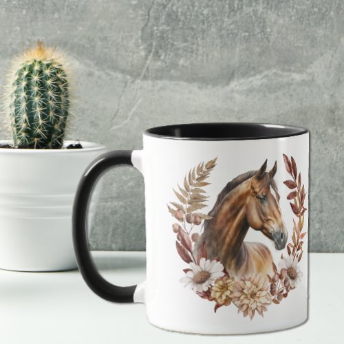 Pretty Bay Horse Autumn Wreath Mug