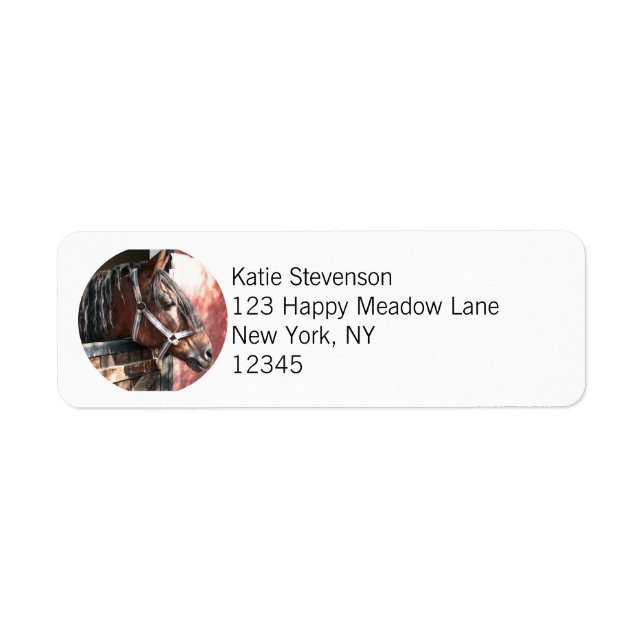 Pretty Bay Horse in a Sunlit Stable Label (Front)