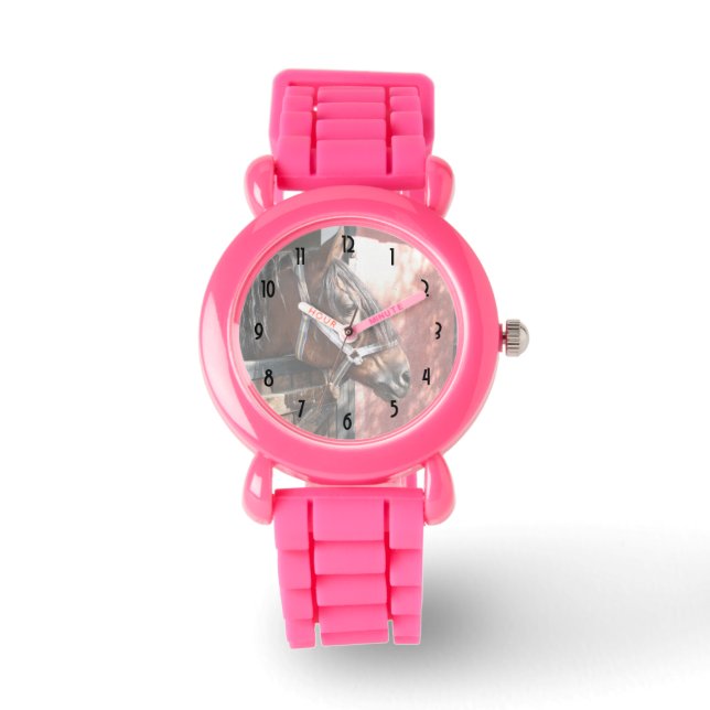 Pretty Bay Horse in a Sunlit Stable Watch (Front)