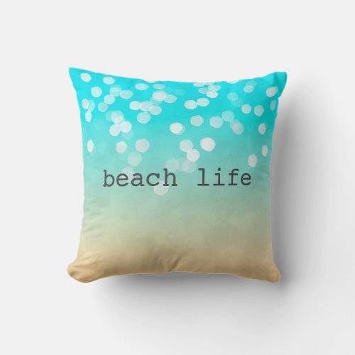 Pretty Beach Bokeh Throw Pillow