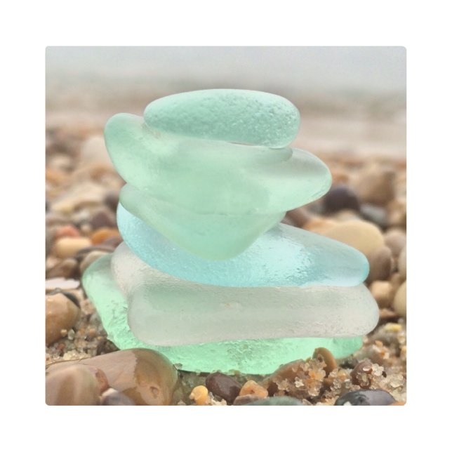 Pretty beach glass sea ocean  metal print (Front)
