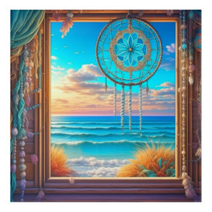 Pretty Beachy Dreamcatcher on Window Acrylic Print