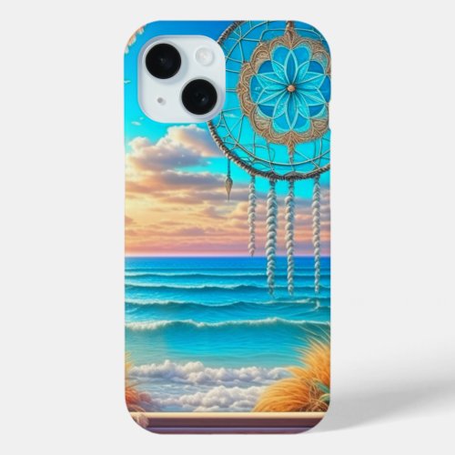 Pretty Beachy Dreamcatcher on Window  iPhone 15 Case