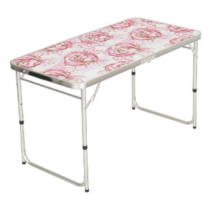 Pretty Beautiful Girly Pink Blooming Roses Beer Pong Table