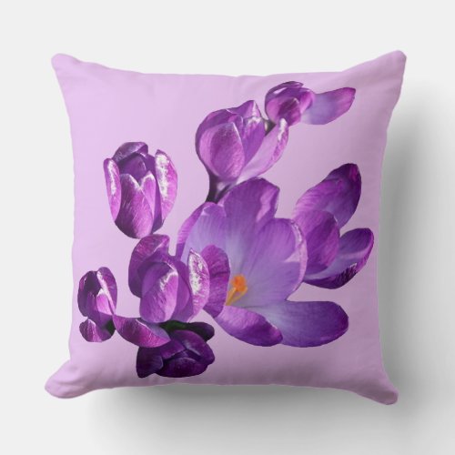 Pretty beautiful purple floral boho cute girly  throw pillow