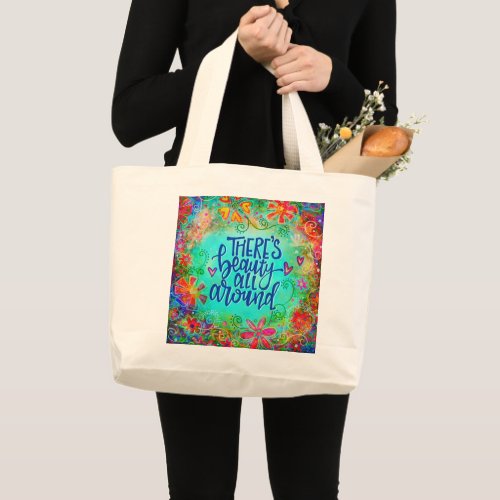 Pretty Beauty Quote Inspirivity Large Tote Bag