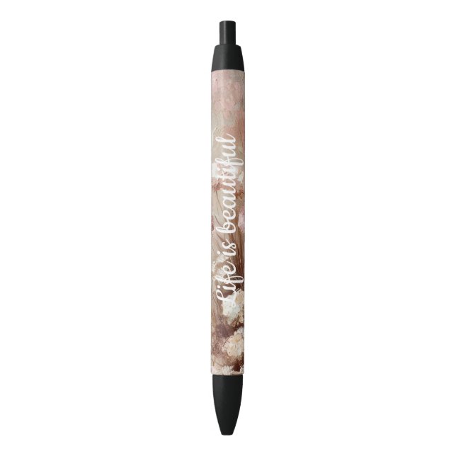 Pretty Beige Blush Pink Boho Floral  Pen (Front Vertical)