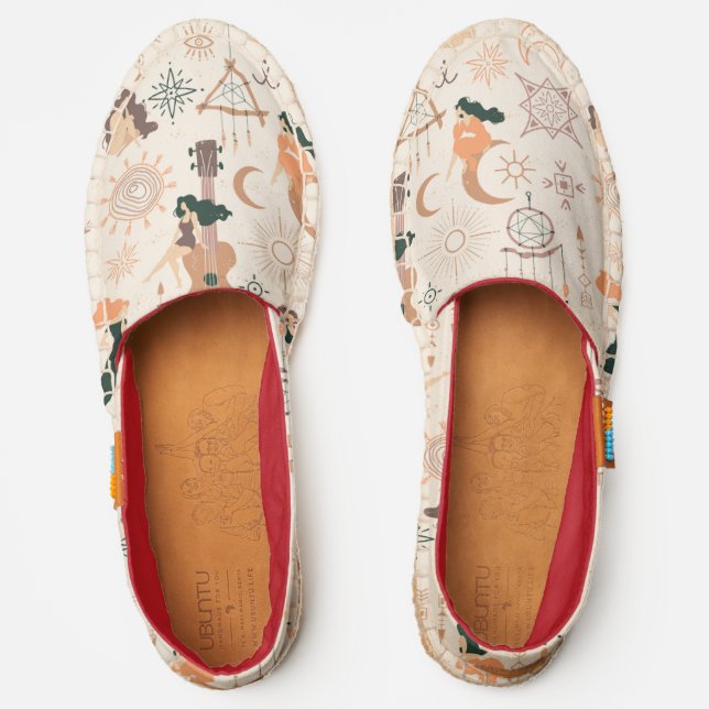 Pretty beige boho pattern with Dreamcatchers Espadrilles (Front)