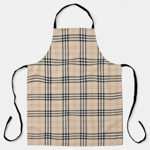 Pretty Beige Plaid Tartan Apron