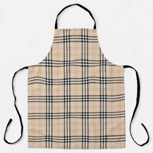 Pretty Beige Plaid Tartan Apron