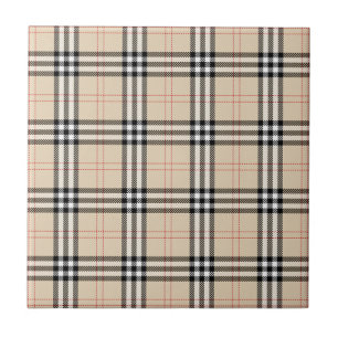 Pretty Beige Plaid Tartan Ceramic Tile