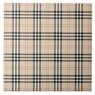 Pretty Beige Plaid Tartan Ceramic Tile
