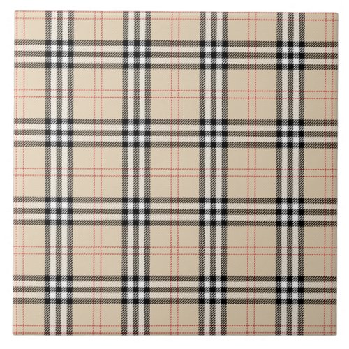 Pretty Beige Plaid Tartan Ceramic Tile