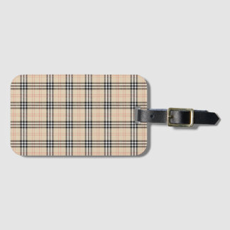 Pretty Beige Plaid Tartan Luggage Tag