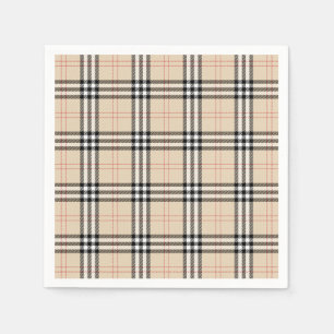 Pretty Beige Plaid Tartan Napkins