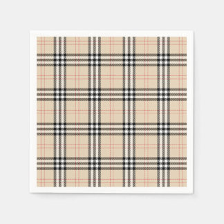 Pretty Beige Plaid Tartan Napkins