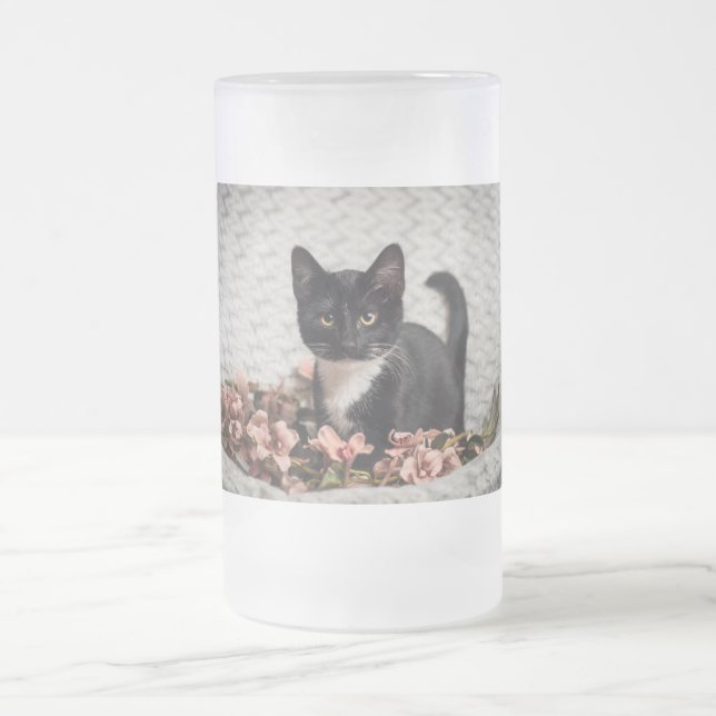 Pretty Bella Rose Frosted Glass Beer Mug (Center)
