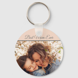 Pretty Best Mom Ever Photo Pink Keychain