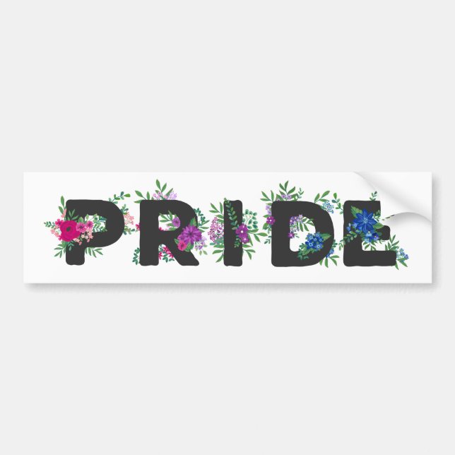Pretty Bi Pride Floral Bumper Sticker (Front)