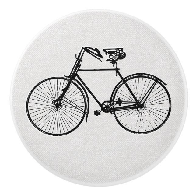 Pretty bike bicycle  knob drawer pull black white (Front)