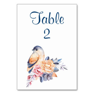 Pretty Bird and Flowers Customizable Table Card