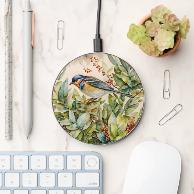 Pretty Bird Art in Garden Charger (Desk)