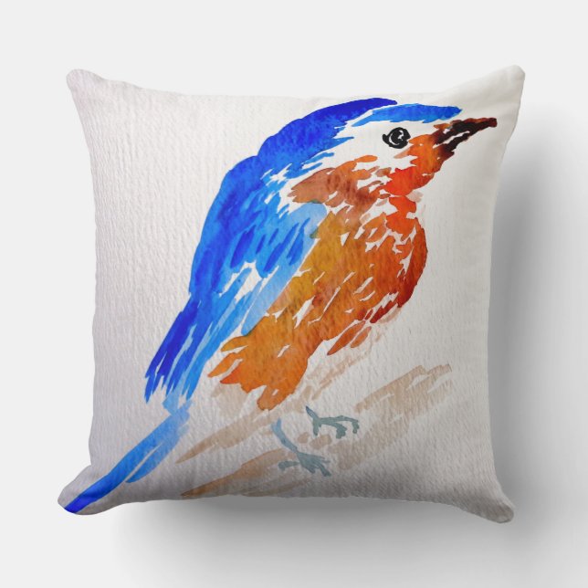 Pretty Bird Aviary Springtime Watercolor Throw Pillow (Front)