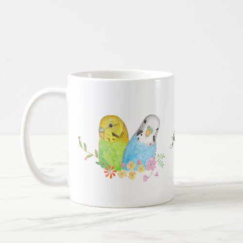 Pretty Bird Budgie Parakeet Parrot Custom name Coffee Mug
