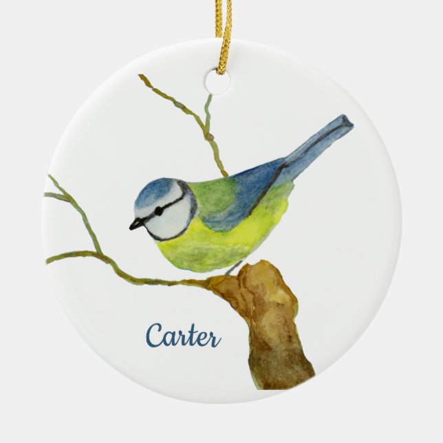 Pretty Bird Ceramic Ornament (Front)