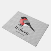 Pretty Bird Illustration & Custom Name Welcome Doormat (Angled)