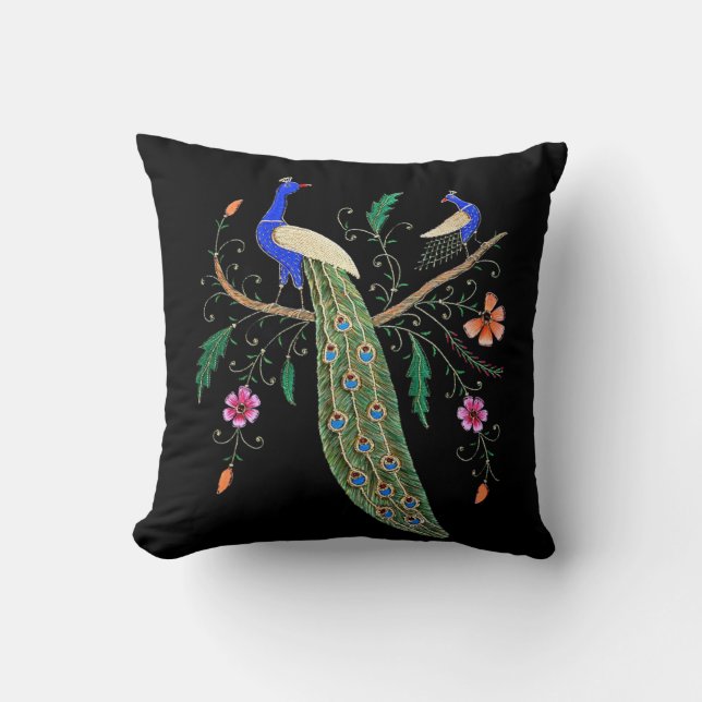 Pretty Birds And Flowers Throw Pillow (Front)