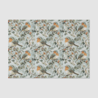 Pretty Birds on Branches Warm Fall Colors Pattern Tissue Paper
