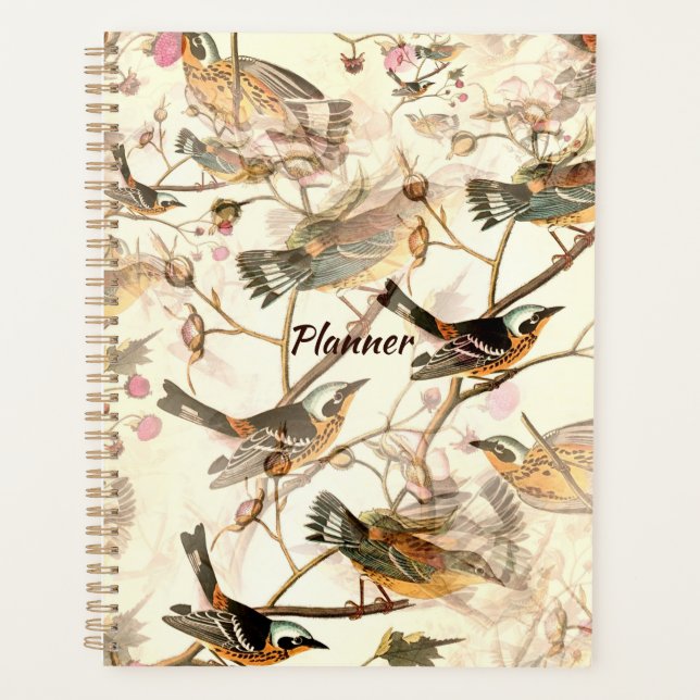 Pretty Birds & Pink Flowers Planner (Front)