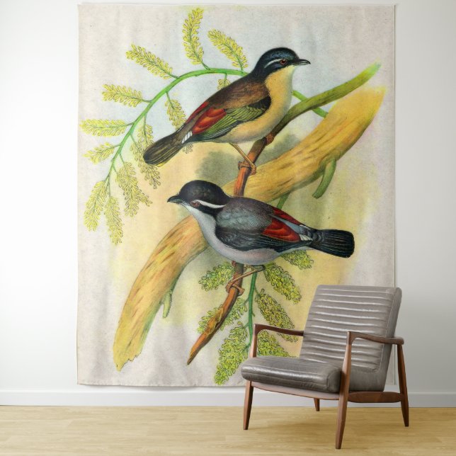 pretty birds print tapestry (In Situ)