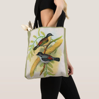 pretty birds print tote bag