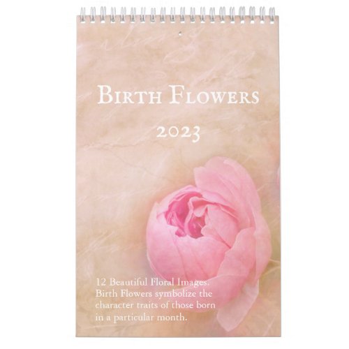 Pretty Birth Flowers 12 month Calendar