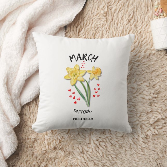 Pretty Birth Month Flower MARCH Daffodil Christian Throw Pillow (Blanket)