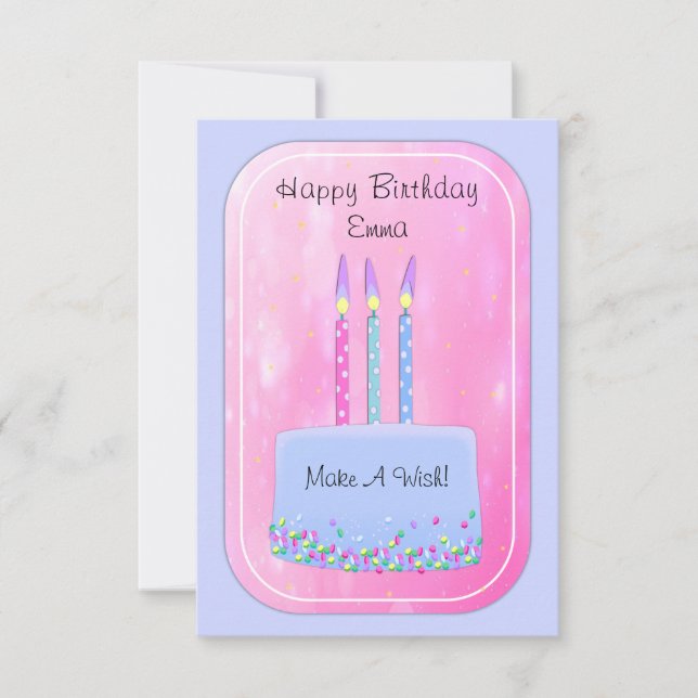 Pretty Birthday Cake with Candles Card (Front)