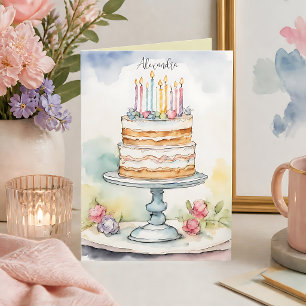 Pretty Birthday Card with Optional Custom Name