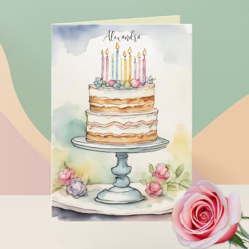 Pretty Birthday Card with Optional Custom Name