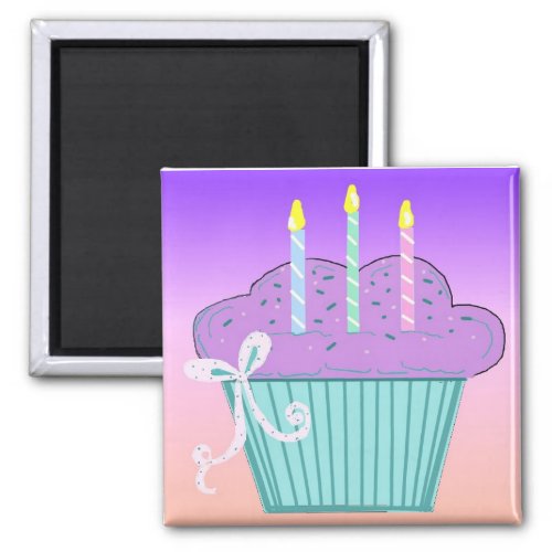 Pretty Birthday Cupcake Design Magnet