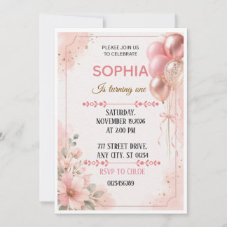 Pretty Birthday Invitation Instant Download