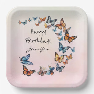 Pretty Birthday Party Butterfly Paper Plate