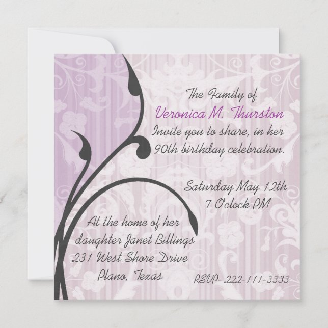 Pretty Birthday party Invitation (Front)