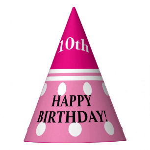 Pretty Birthday Pink White Polka Dots Any AGE Party Hat