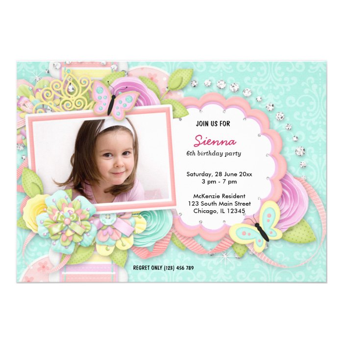 Pretty birthday theme personalized invitations